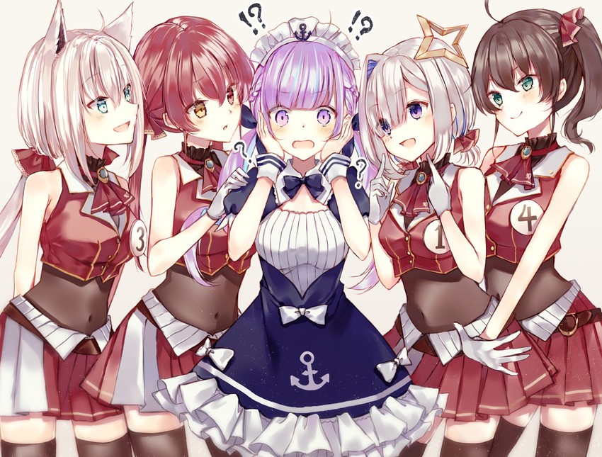 houshou marine, shirakami fubuki, minato aqua, amane kanata, and natsuiro matsuri (hololive) drawn by lovely_yoshio