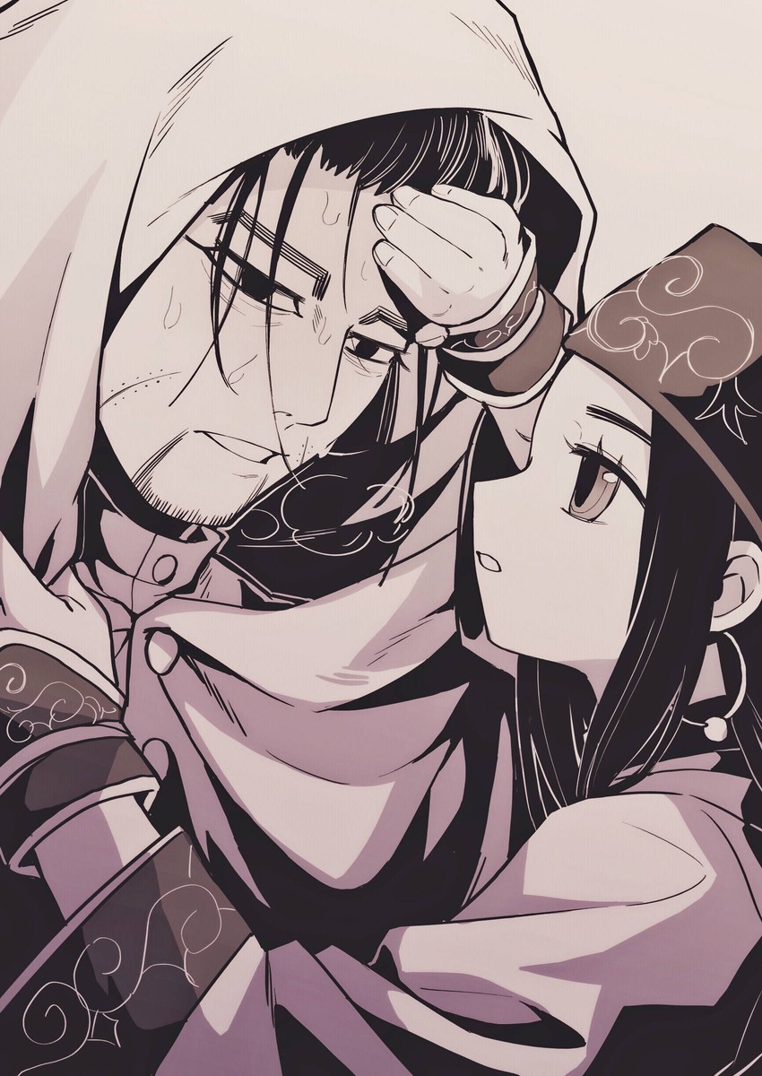 ogata hyakunosuke and asirpa (golden kamuy) drawn by da_ning_(llemonyyyy)
