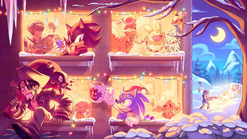 sonic the hedgehog, shadow the hedgehog, protagonist, carbuncle, maria robotnik, and 9 more (sonic and 10 more) drawn by drawntildawn