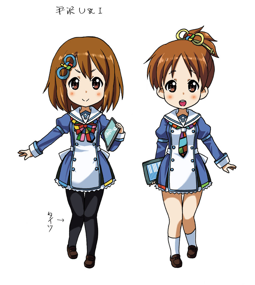 hirasawa yui, hirasawa ui, madobe yuu, and madobe ai (k-on! and 3 more) drawn by iena