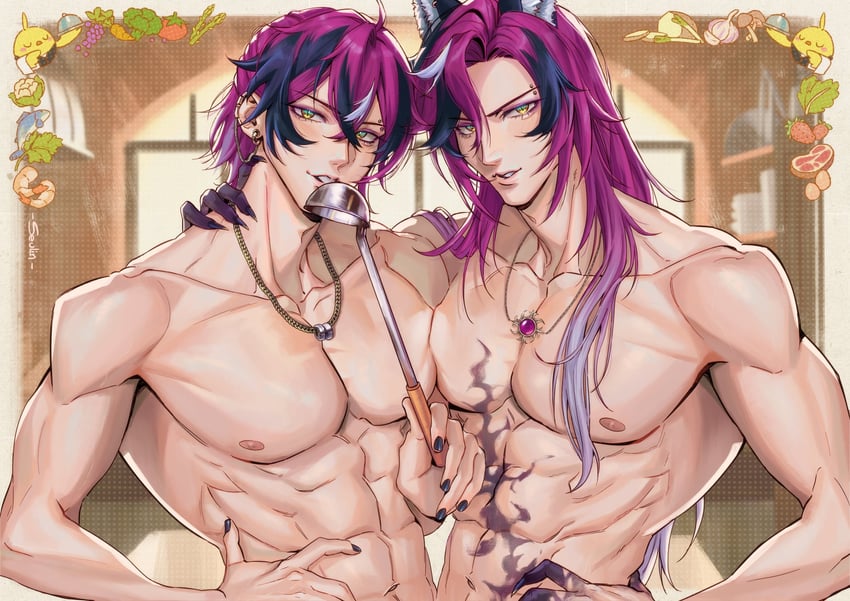 doppio dropscythe and scythekick (nijisanji and 1 more) drawn by seulin