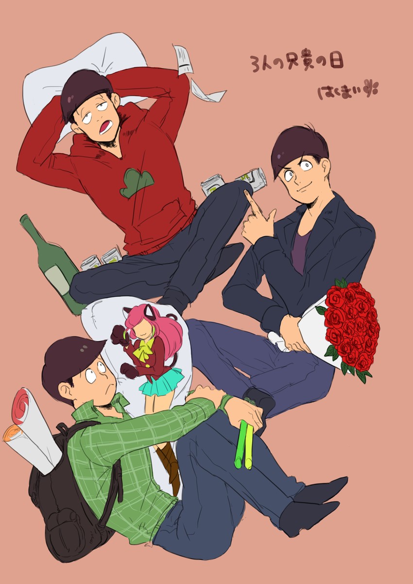 matsuno osomatsu, matsuno karamatsu, matsuno choromatsu, and hashimoto nyaa (osomatsu and 1 more) drawn by hakumai_(ea01-ka)