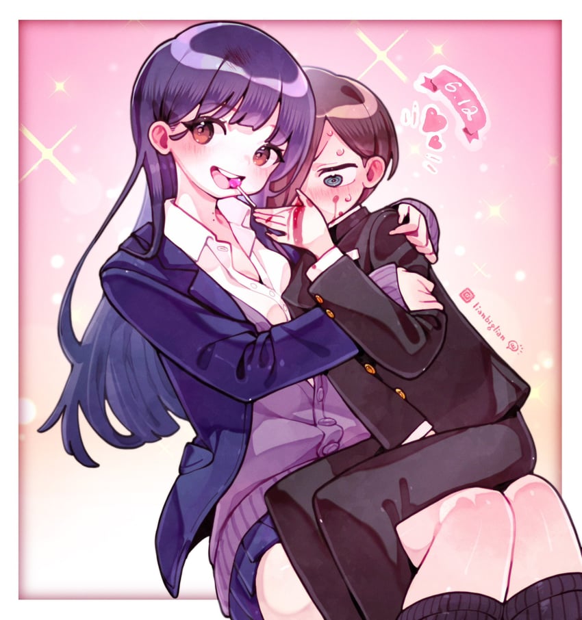 yamada anna and ichikawa kyoutarou (boku no kokoro no yabai yatsu) drawn by lianbiglian