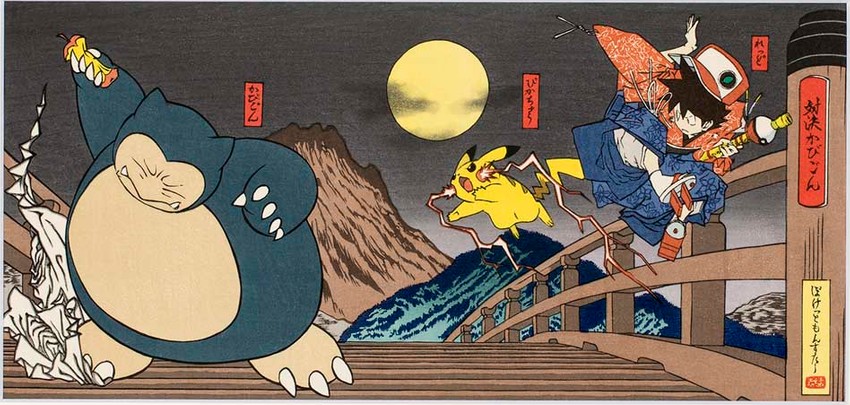 pikachu, red, and snorlax (pokemon and 1 more) drawn by ariga_hitoshi