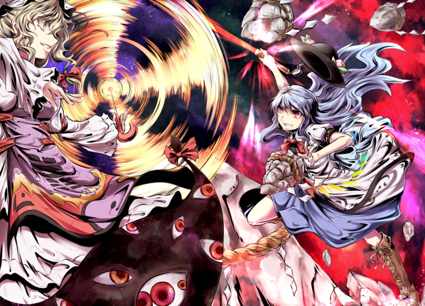 yakumo yukari and hinanawi tenshi (touhou) drawn by kakao_(noise-111)
