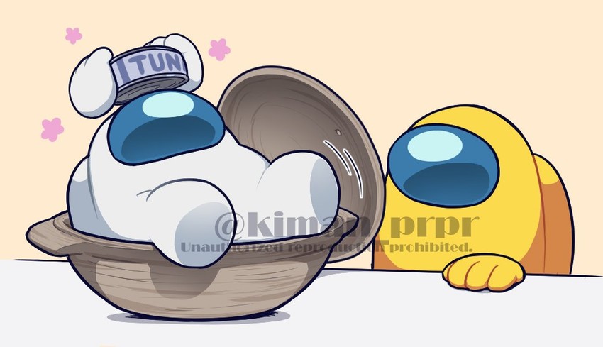 crewmate, yellow, white, and impostor (among us) drawn by kiman