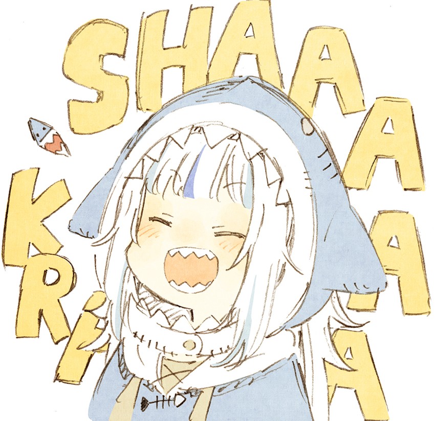 gawr gura (hololive and 1 more) drawn by abara_heiki