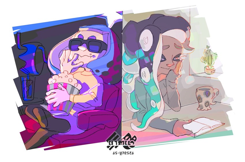 marina and pearl (splatoon and 1 more) drawn by inoue_seita