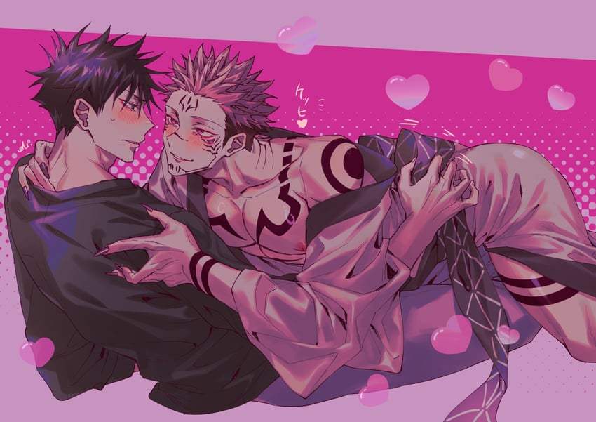 fushiguro megumi and ryoumen sukuna (jujutsu kaisen) drawn by azukiharuta_ju