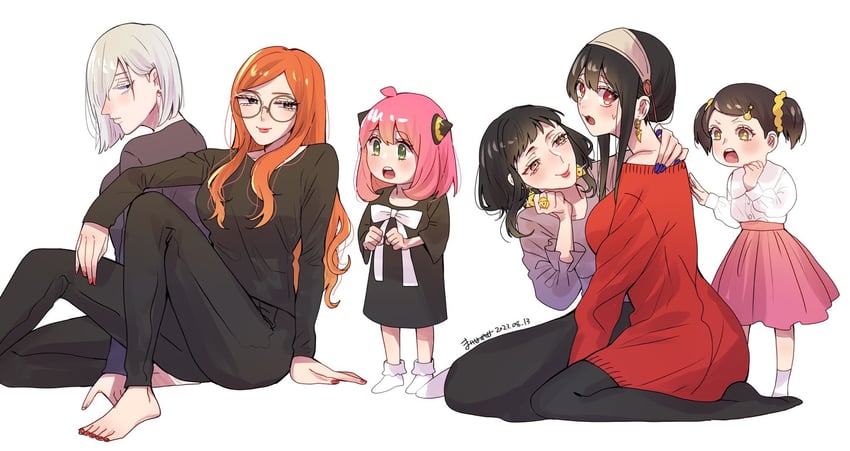 yor briar, anya, becky blackbell, fiona frost, sylvia sherwood, and 1 more (spy x family) drawn by umini_ikukara
