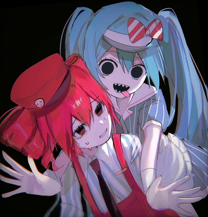 hatsune miku and kasane teto (vocaloid and 2 more) drawn by hiiragi_xoxo