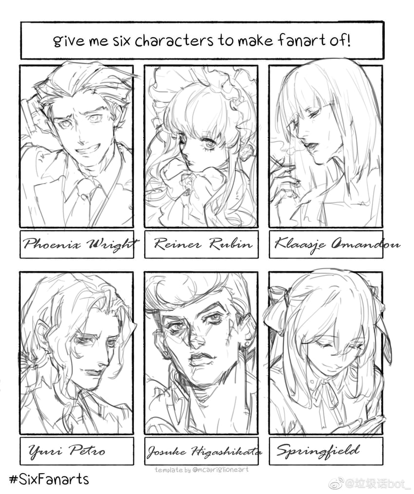 higashikata josuke, shinku, springfield, phoenix wright, yuri petrov, and 1 more (girls' frontline and 6 more) drawn by creamyghost