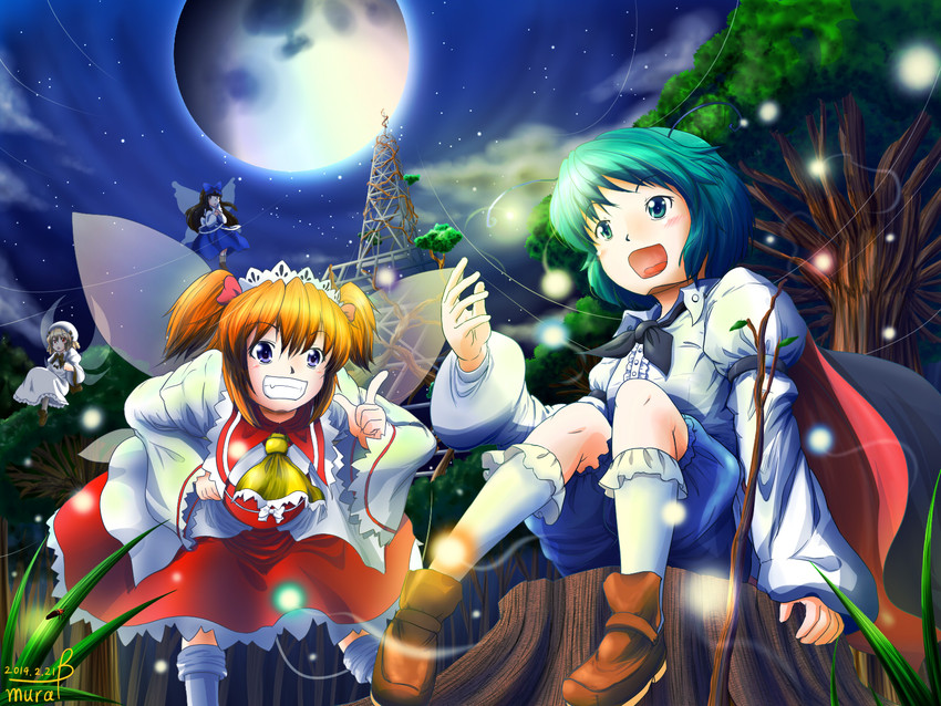 wriggle nightbug, star sapphire, luna child, and sunny milk (touhou) drawn by mubii