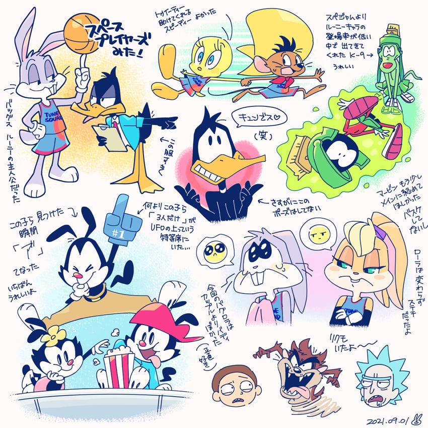 lola bunny, bugs bunny, rick sanchez, morty smith, daffy duck, and 8 more (looney tunes and 4 more) drawn by tsunoji