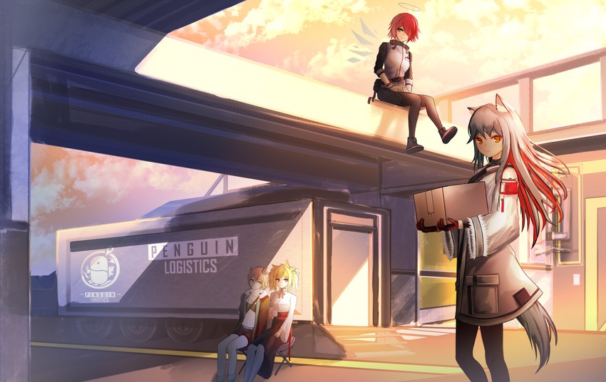 texas, exusiai, sora, and croissant (arknights) drawn by ryn_(rinorea)
