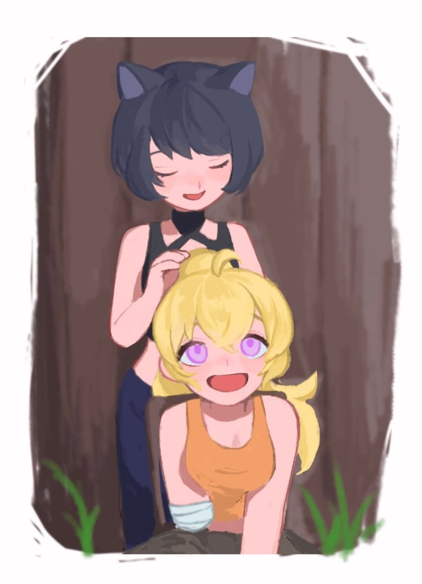 yang xiao long and blake belladonna (rwby) drawn by p6oosz
