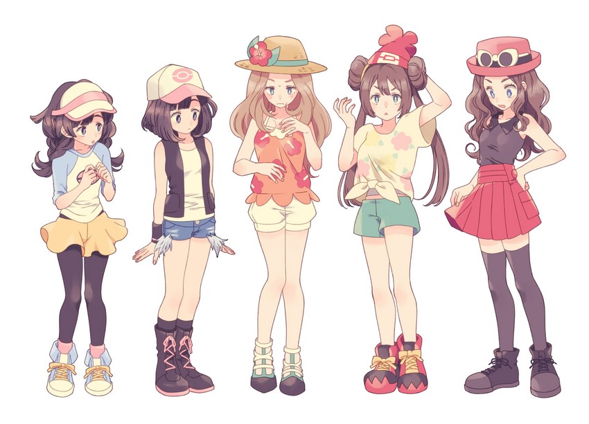rosa, hilda, serena, and selene (pokemon and 5 more) drawn by komasawa_(fmn-ppp)