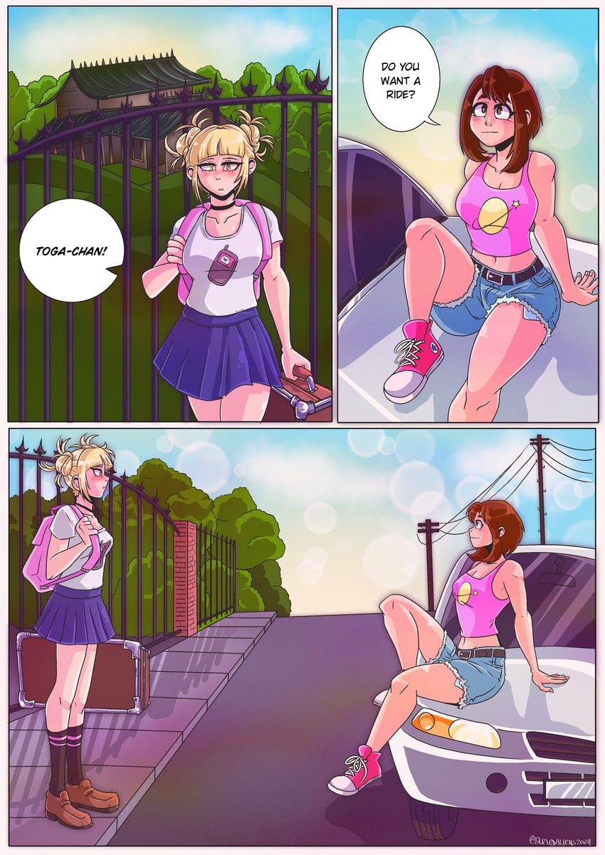 uraraka ochaco and toga himiko (boku no hero academia) drawn by buriedaliens