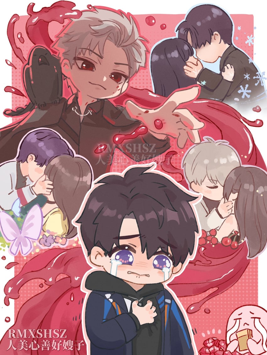protagonist, sylus, xavier, rafayel, zayne, and 1 more (love and deepspace) drawn by ren_mei_xin_shan_hao_saozi