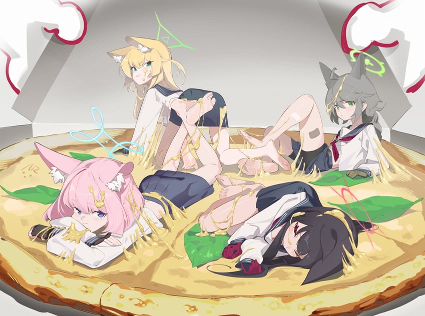 niko, otogi, kurumi, and yukino (blue archive) drawn by v.a._(vanilla)