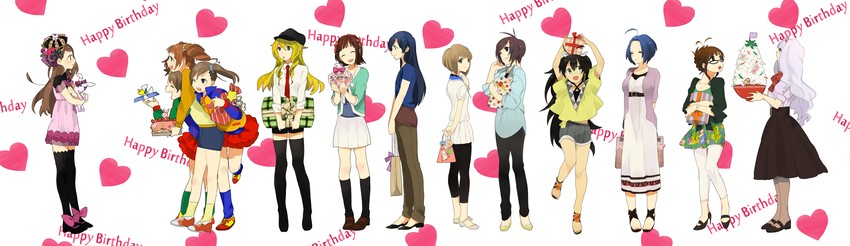 hoshii miki, kisaragi chihaya, amami haruka, kikuchi makoto, shijou takane, and 9 more (idolmaster) drawn by hageta