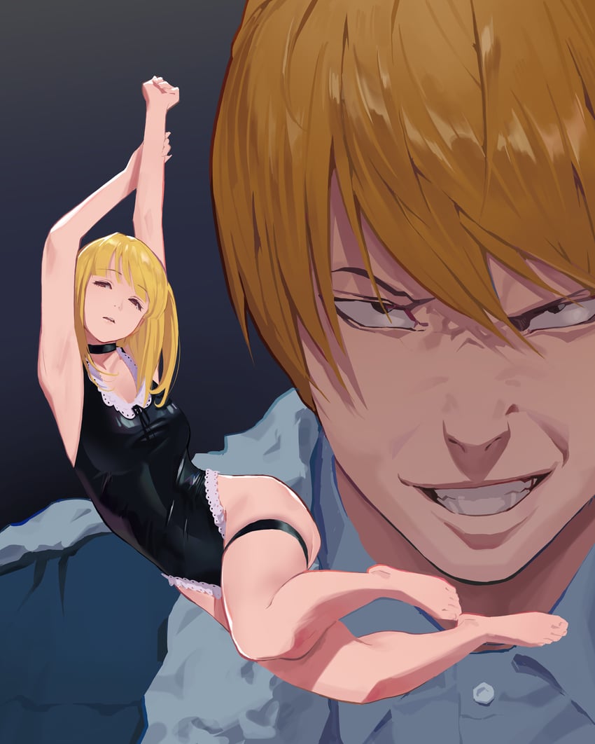 yagami light and amane misa (death note) drawn by some1else45