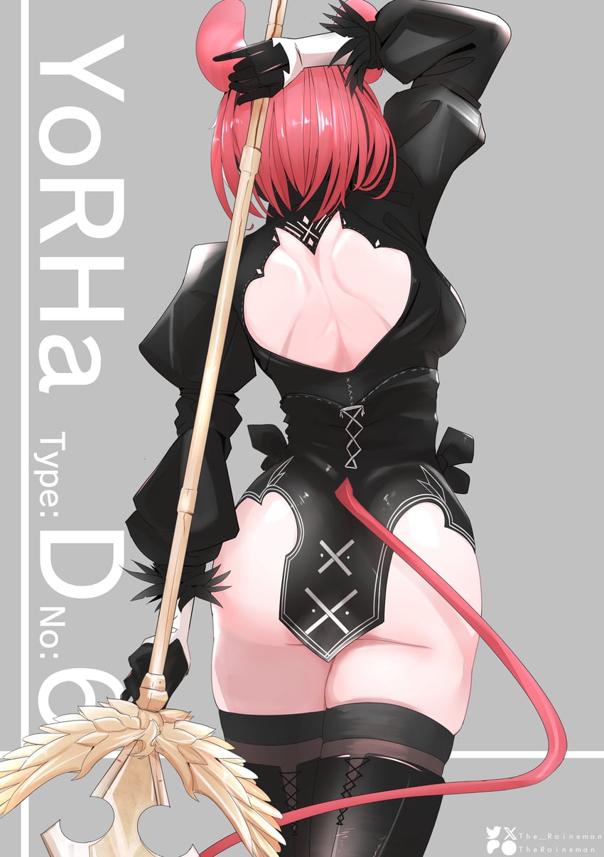 2b and hakos baelz (hololive and 3 more) drawn by the_raineman