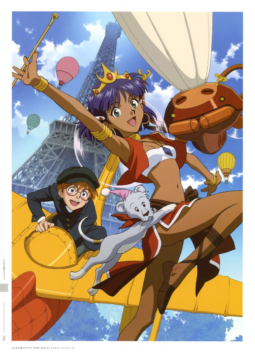nadia la arwall, king, and jean roque lartigue (fushigi no umi no nadia) drawn by matsubara_hidenori