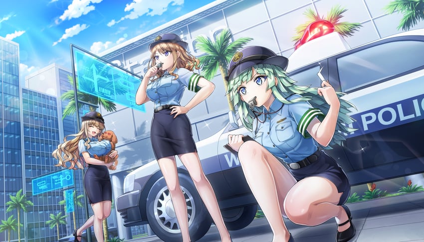 kirahoshi kanna, suminoe shion, and selena lewis (dolphin wave) drawn by ootomo_takuji