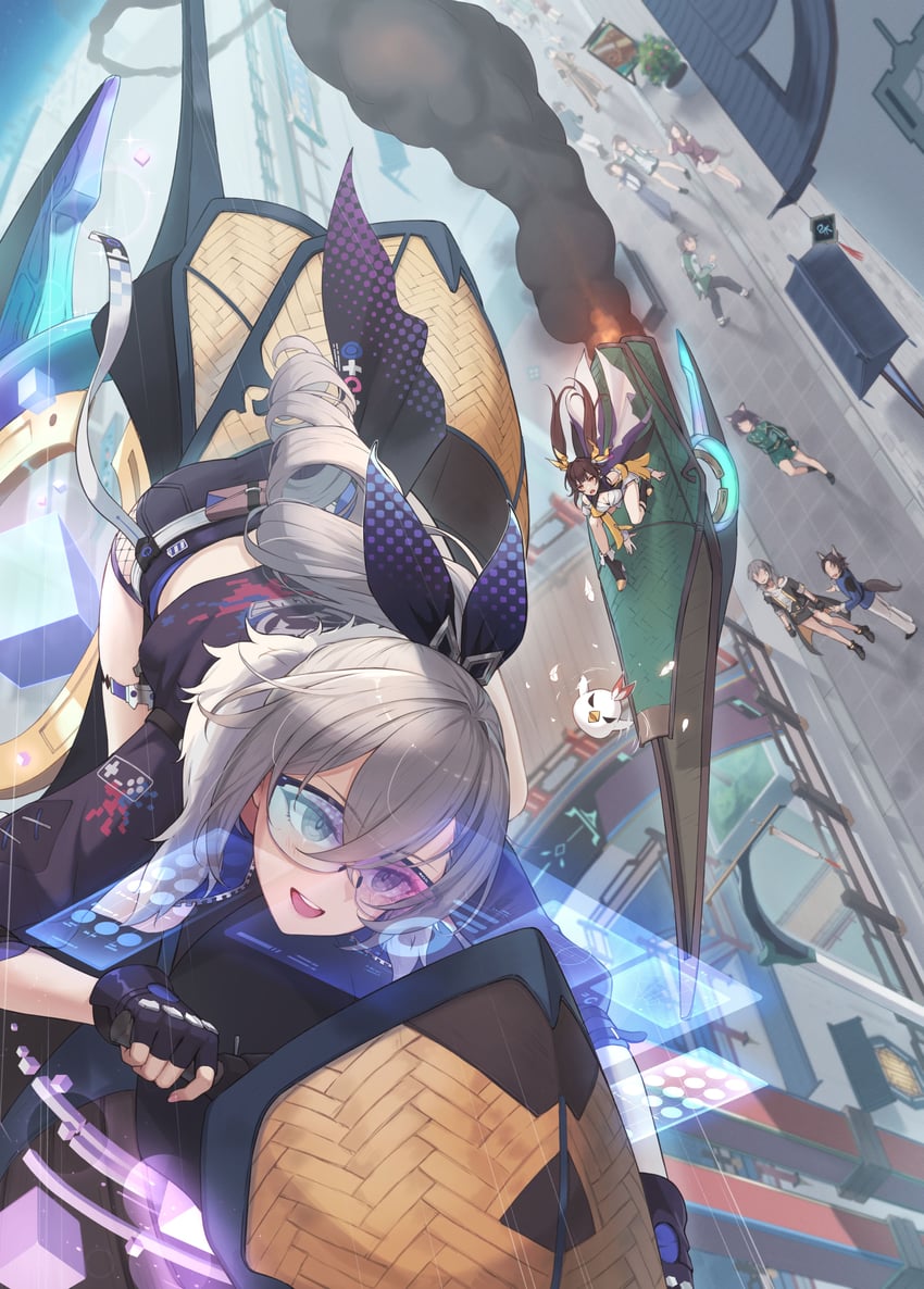 trailblazer, stelle, silver wolf, and sushang (honkai and 1 more) drawn by eliskalti