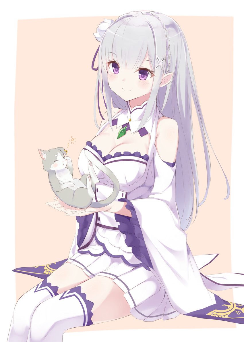 emilia and puck (re:zero kara hajimeru isekai seikatsu) drawn by takehana_note