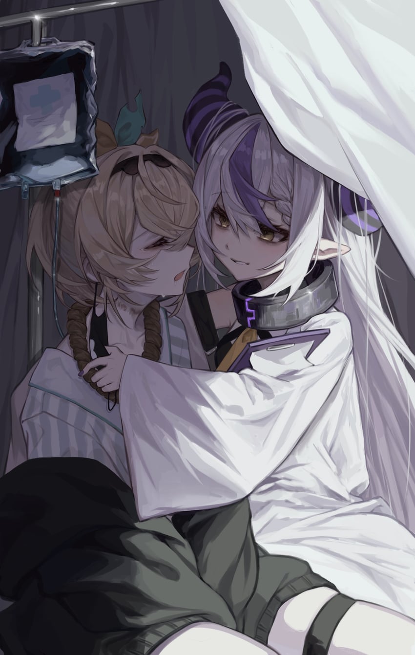 la+ darknesss and kazama iroha (hololive) drawn by oha_5250