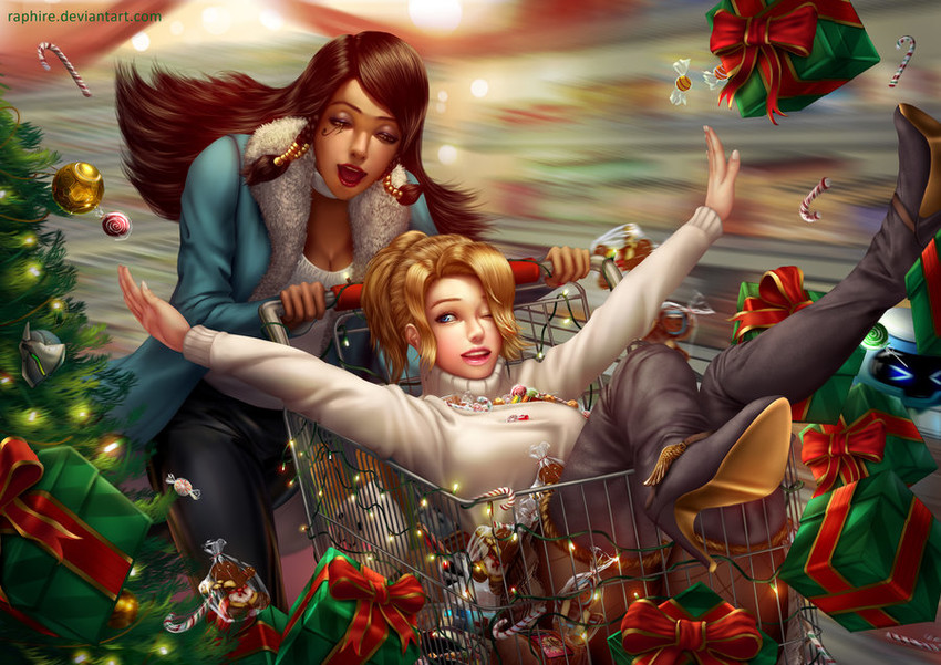 mercy and pharah (overwatch and 1 more) drawn by raphire