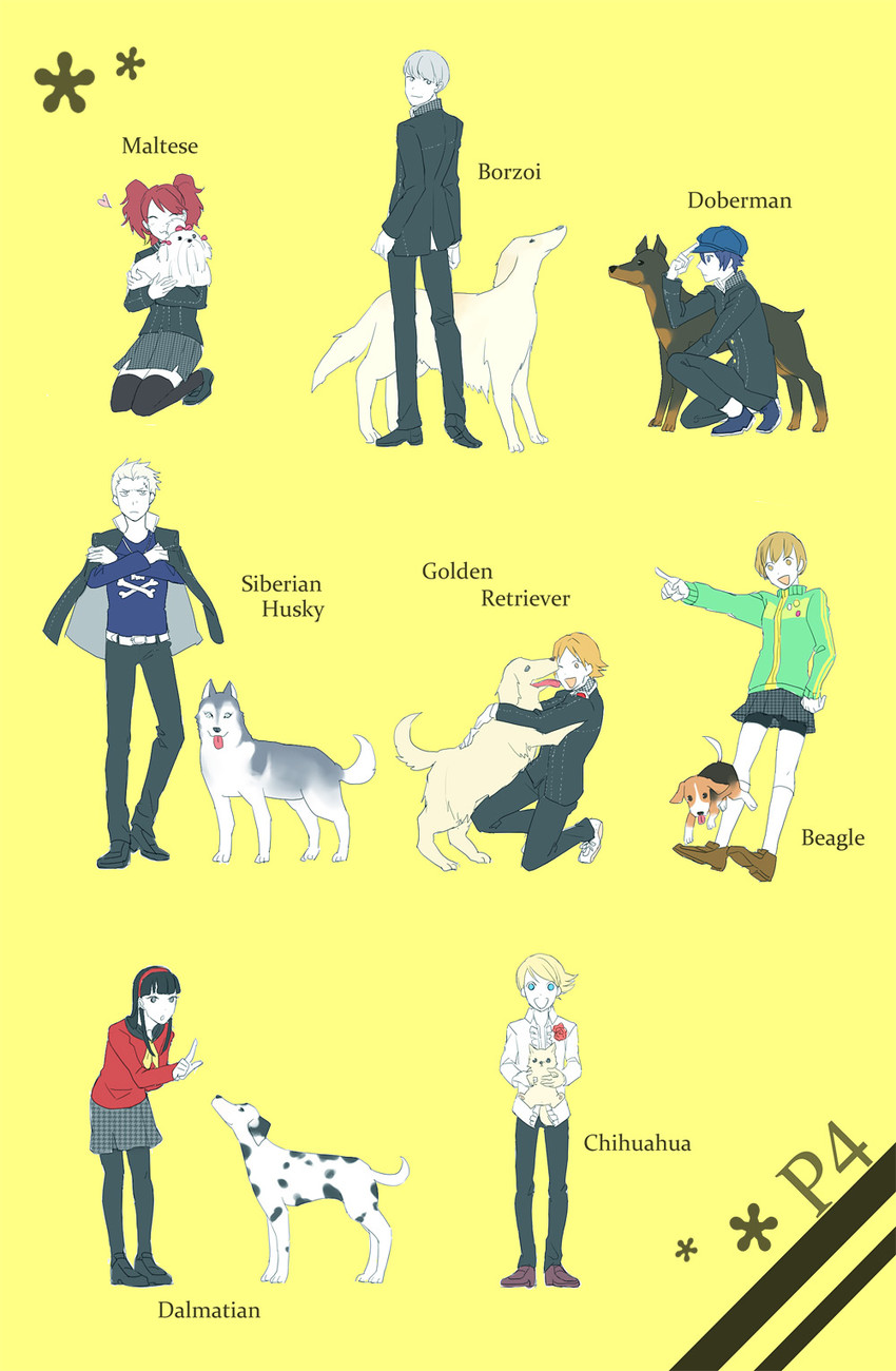 narukami yu, shirogane naoto, satonaka chie, kujikawa rise, amagi yukiko, and 3 more (persona and 1 more) drawn by sen_nai