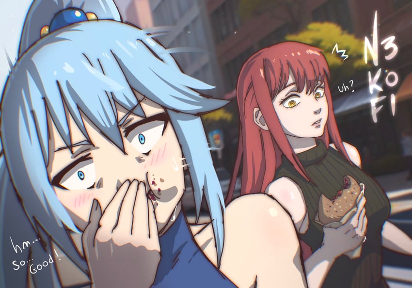 makima and aqua (chainsaw man and 1 more) drawn by n3k