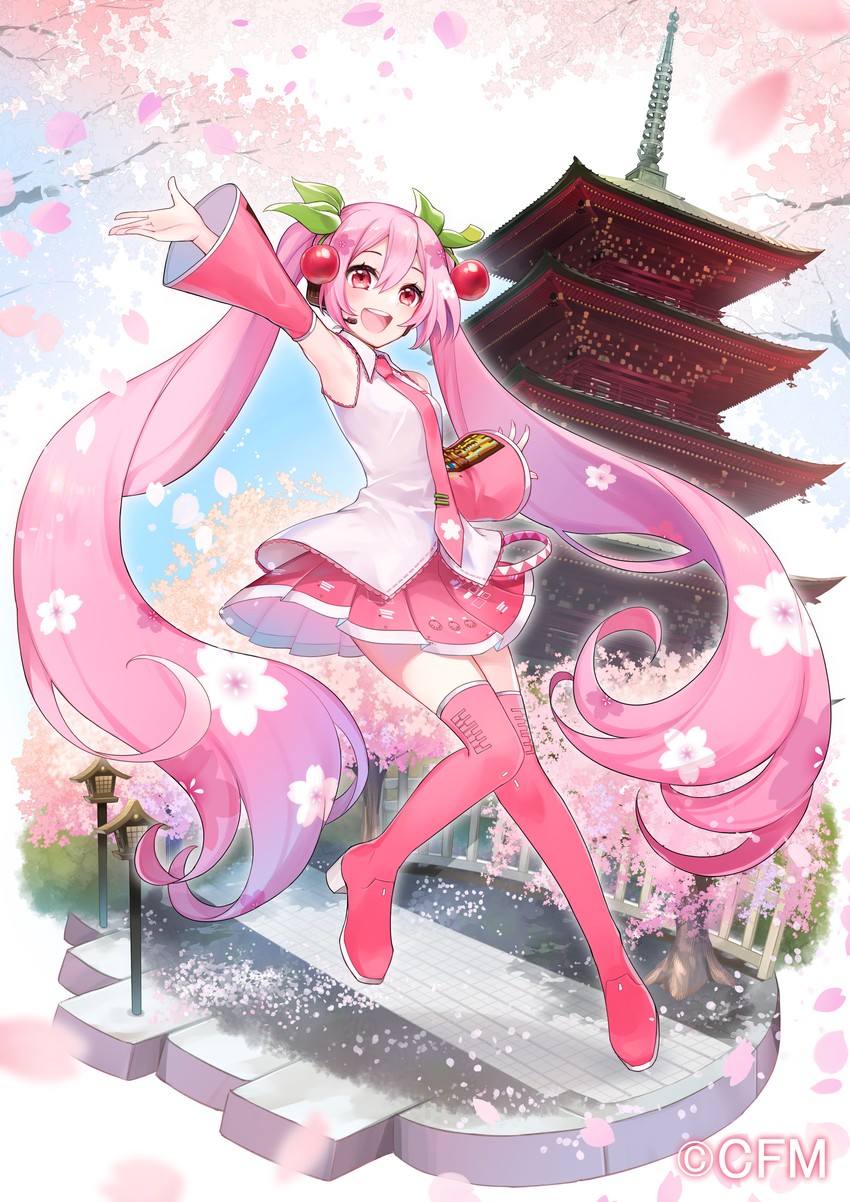 hatsune miku and sakura miku (vocaloid) drawn by mamo_(fortune-mm)