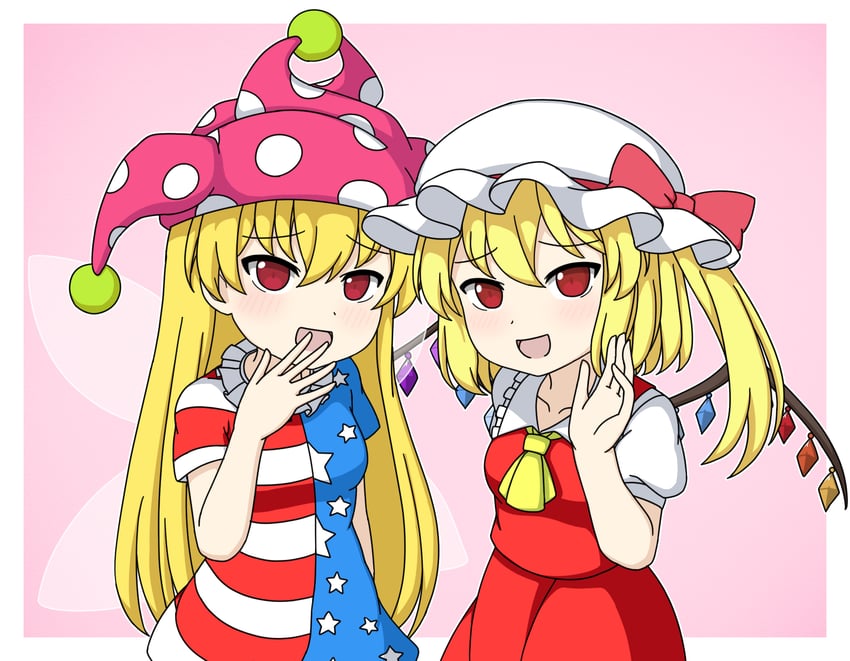 flandre scarlet and clownpiece (touhou) drawn by okamochi_(pi-chiki)