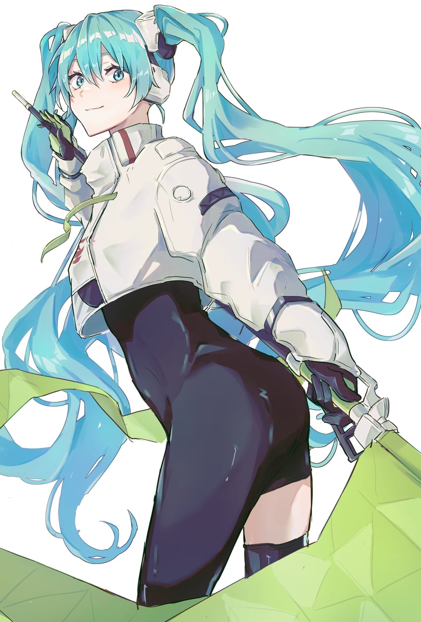 hatsune miku and racing miku (vocaloid and 1 more) drawn by shionagi_hagi
