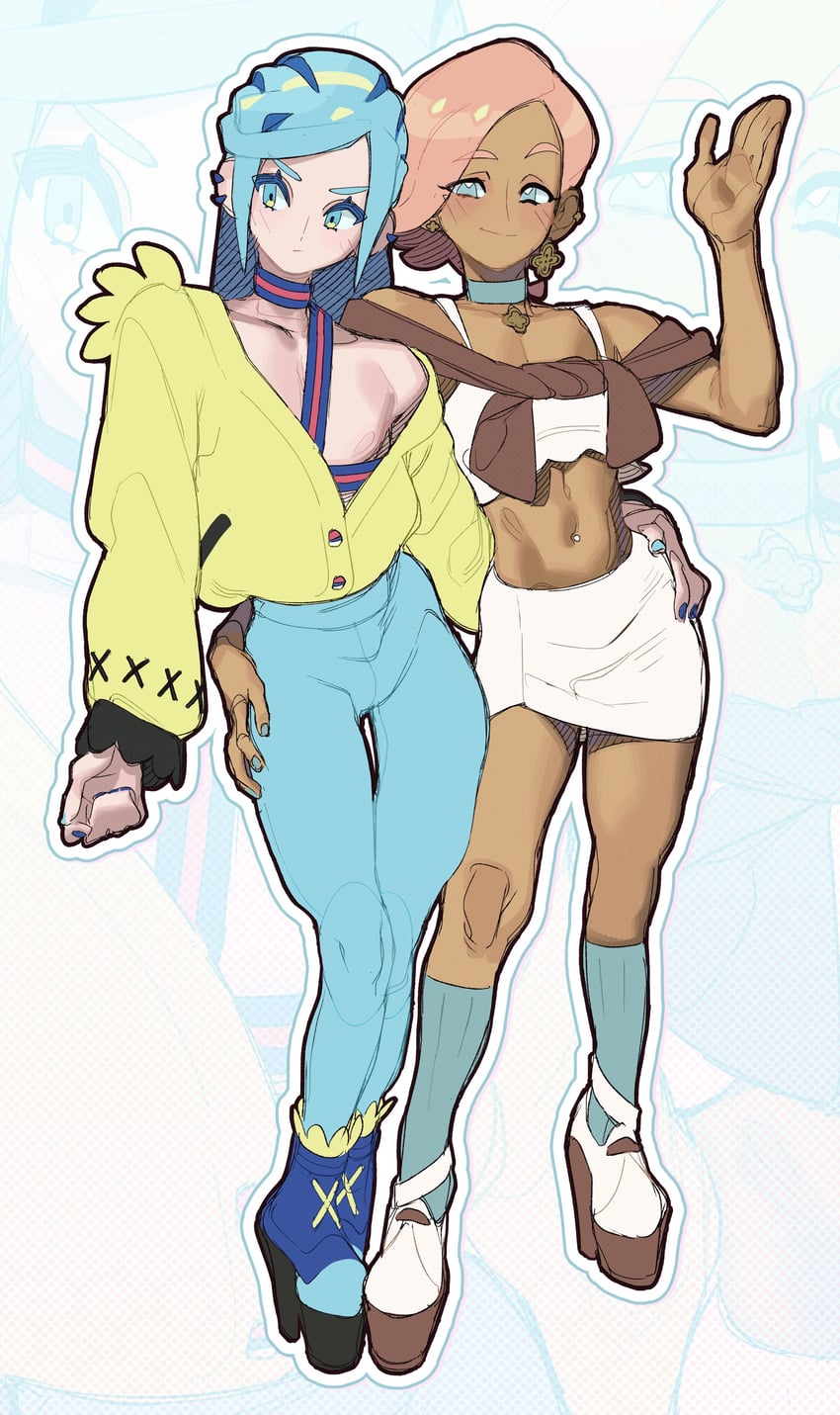 grusha and ilima (pokemon and 3 more) drawn by gloss