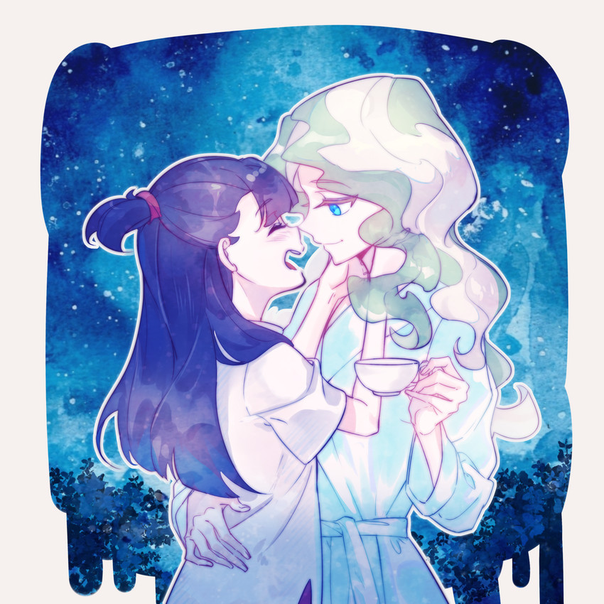 kagari atsuko and diana cavendish (little witch academia) drawn by milk_puppy