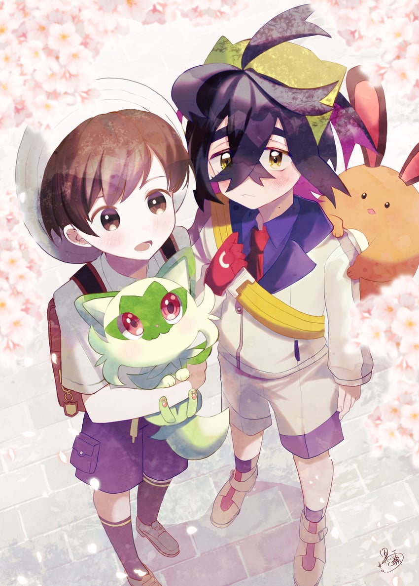 kieran, florian, sprigatito, and sentret (pokemon and 1 more) drawn by fantasydolce