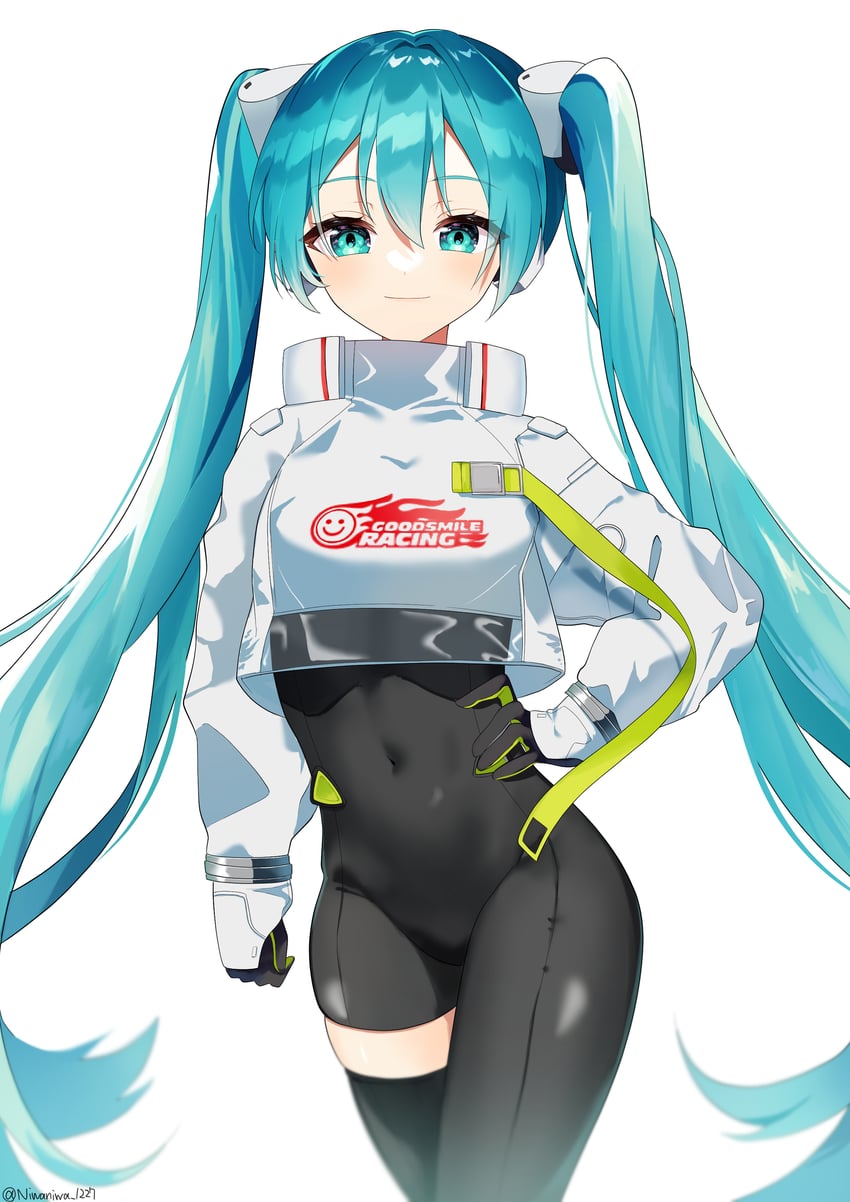 hatsune miku and racing miku (vocaloid and 1 more) drawn by niwa_(niwaniwa_1227)