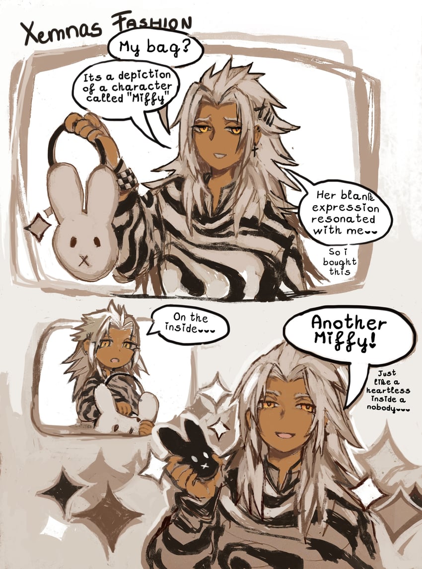 xemnas and miffy (kingdom hearts and 2 more) drawn by snoozaga