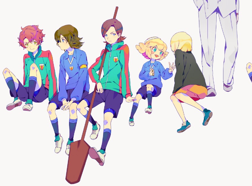 fideo aldena, angelo gabrini, gianluca zanardi, rushe, and marco maseratti (inazuma eleven) drawn by kawwa