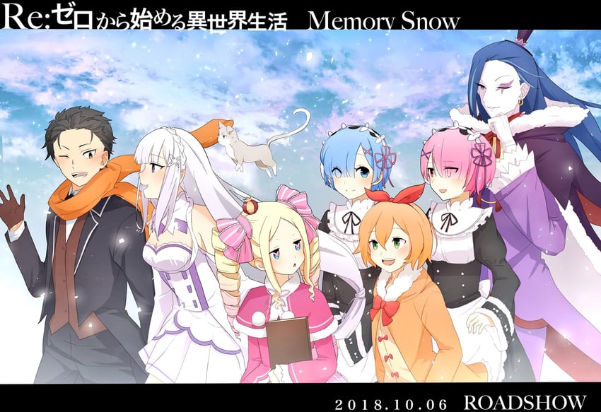 rem, emilia, ram, natsuki subaru, beatrice, and 3 more (re:zero kara hajimeru isekai seikatsu) drawn by umeno_(tuzk7284)