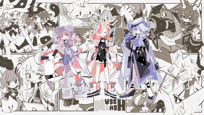 hakurei reimu, kirisame marisa, amiya, buro, clear, and 9 more (touhou and 7 more) drawn by asagina_gi