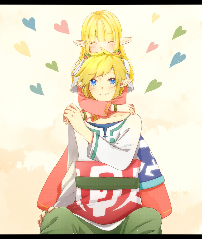link and princess zelda (the legend of zelda and 1 more) drawn by karury