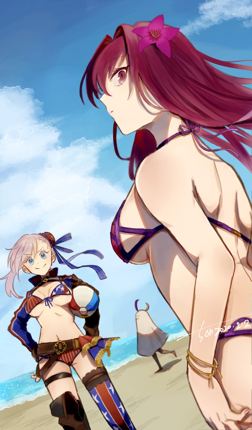 scathach, miyamoto musashi, nitocris, and medjed (fate and 1 more) drawn by ti90noki
