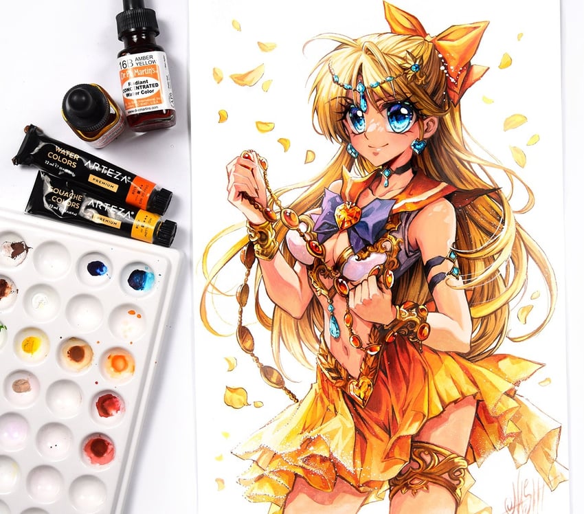 aino minako and sailor venus (bishoujo senshi sailor moon) drawn by nashi_juni