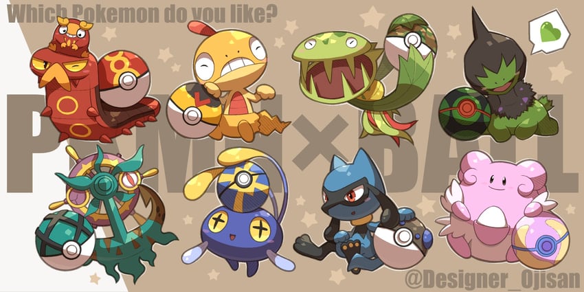 riolu, chinchou, scraggy, blissey, darumaka, and 4 more (pokemon) drawn by designer_ojisan